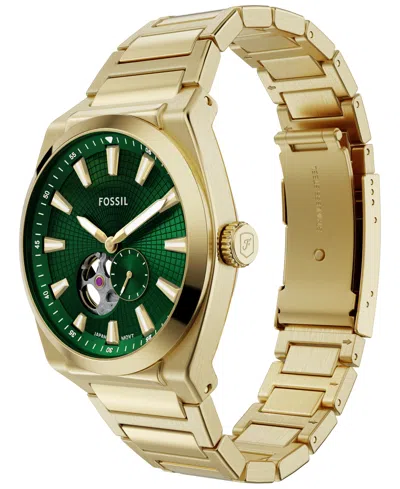 Fossil Everett Automatic Gold-tone Stainless Steel Watch, 42mm In Gold