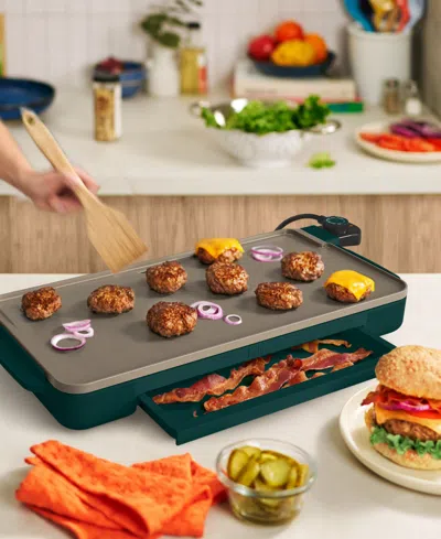 Bella 10" X 20" Electric Griddle With Warming Tray In Green