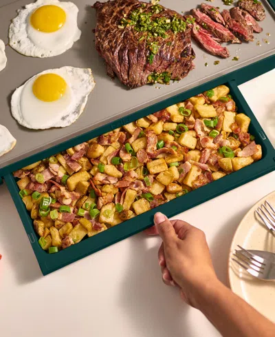 Bella 10" X 20" Electric Griddle With Warming Tray In Green