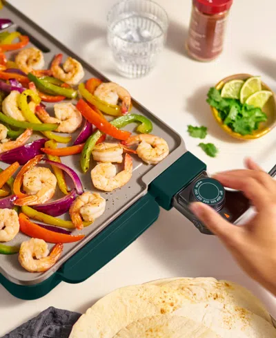 Bella 10" X 20" Electric Griddle With Warming Tray In Green