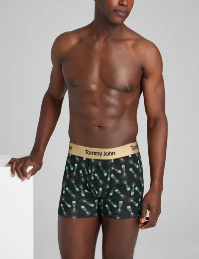 Tommy John Men's Second Skin Mid-length Boxer Brief 6" In Black