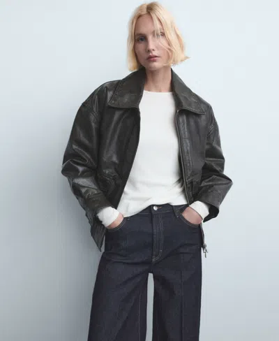 Mango Women's High-rise Wideleg Jeans In Blue