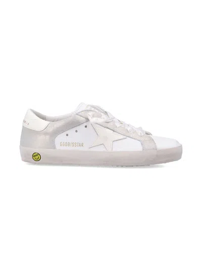 Golden Goose Kids Super-star Leather And Laminated Suede Sneakers In Neutral