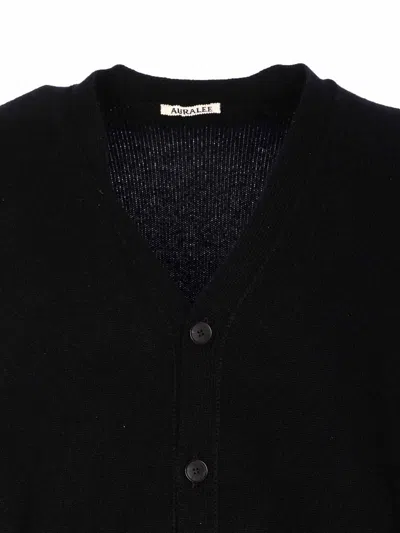 Auralee Baby Cashmere Cardigan Long Sleeves V Neckline In Black