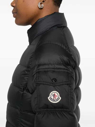 Moncler Puffer Jacket Long High Collar In Black