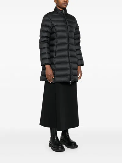 Moncler Puffer Jacket Long High Collar In Black