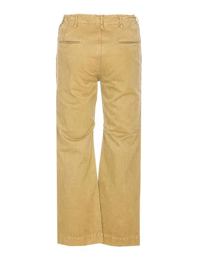 Auralee Straight Leg Trousers Pockets In Sand