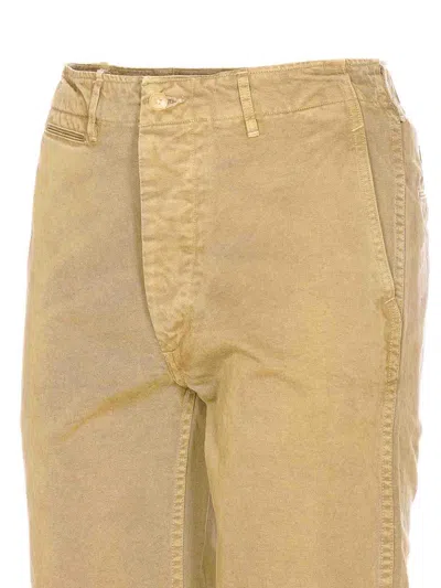 Auralee Straight Leg Trousers Pockets In Sand