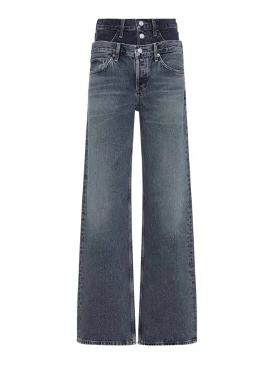 Agolde Elson Layered Straight-leg Jeans In Gray