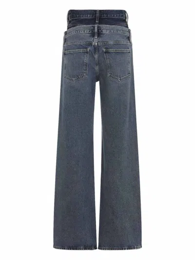 Agolde Elson Layered Straight-leg Jeans In Gray