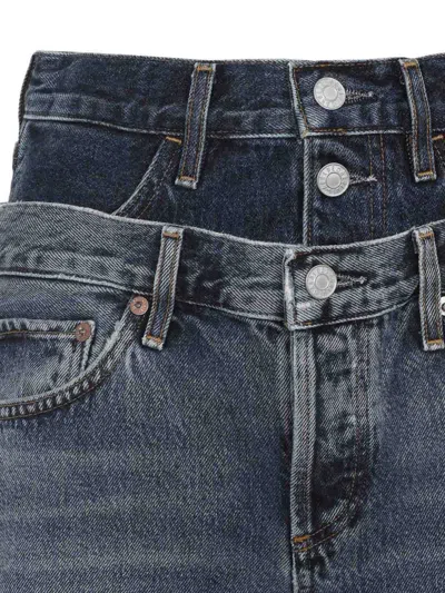 Agolde Elson Layered Straight-leg Jeans In Gray