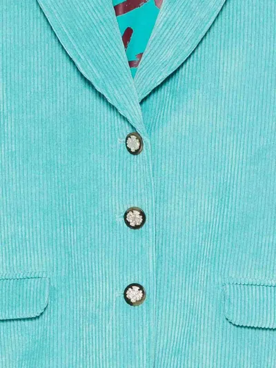 Msgm Corduroy Button-detail Blazer In Blue