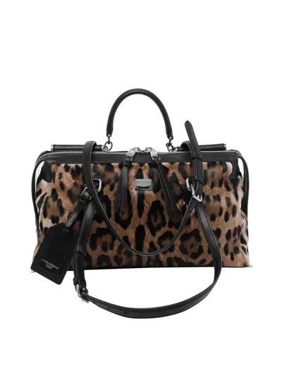 Dolce & Gabbana Vittoria Leo Print Handbag In Multi