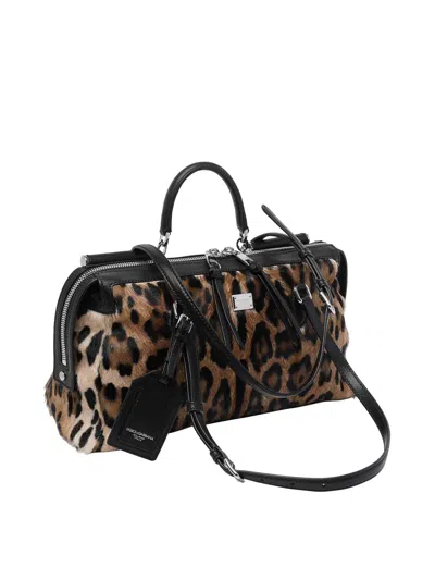 Dolce & Gabbana Vittoria Leo Print Handbag In Multi