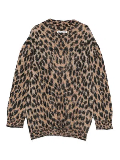 Laneus Cardigan With Print In Animal Print
