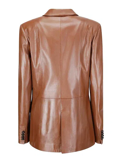 Desa 1972 Leather Flap-pocket Blazer In Brown