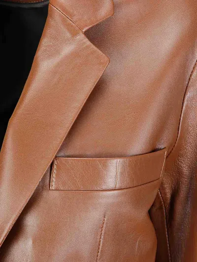 Desa 1972 Leather Flap-pocket Blazer In Brown