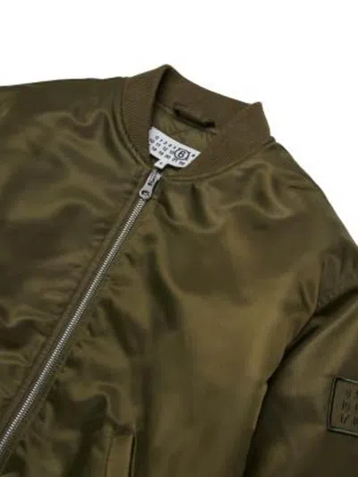Mm6 Maison Margiela Logo-appliqué Bomber Jacket In Green