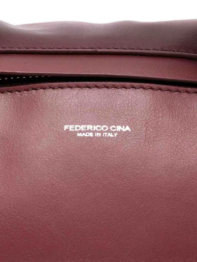 Federico Cina Midi Bag In Burgundy Leather In Red