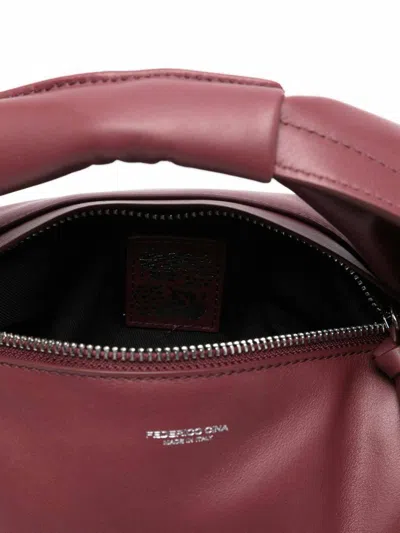 Federico Cina Midi Bag In Burgundy Leather In Red