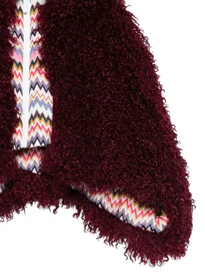Missoni Faux-fur Hodded Jacket In Burgundy