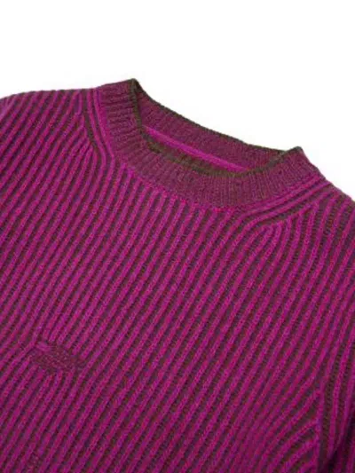 Mm6 Maison Margiela Pullover In Lana A Coste Con Rotture In Purple