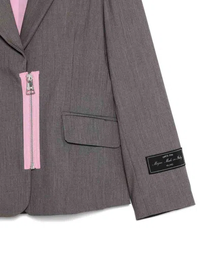 Msgm Zip-detail Jacket In Gray