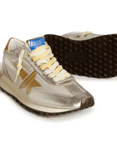 Golden Goose Running Marathon Nylon Upper Lamineted Toe And Spur Printed Star Glitter Heel Shoes In Multi