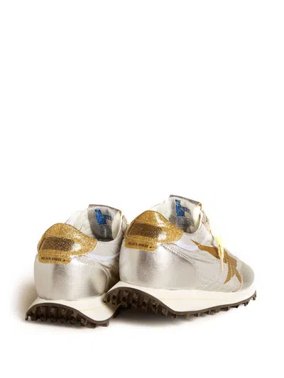 Golden Goose Running Marathon Nylon Upper Lamineted Toe And Spur Printed Star Glitter Heel Shoes In Multi