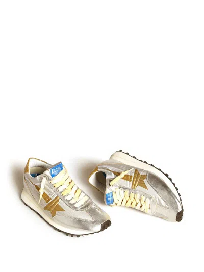 Golden Goose Running Marathon Nylon Upper Lamineted Toe And Spur Printed Star Glitter Heel Shoes In Multi