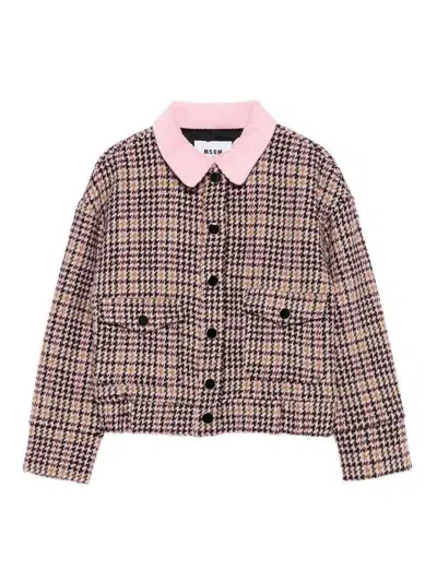 Msgm Houndstooth-pattern Jacket In Multi