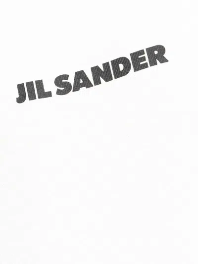 Jil Sander Men White Crewneck T-shirt With Logo Lettering On The Front In Cotton Man In White