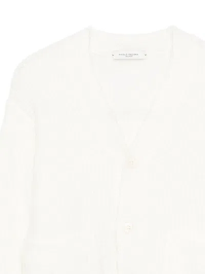 Paolo Pecora Ribbed Cardigan In Neutral