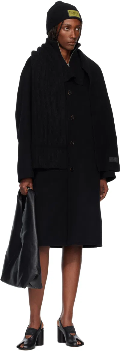 Mm6 Maison Margiela Black Fisherman Knit Camionneur Scarf In Black