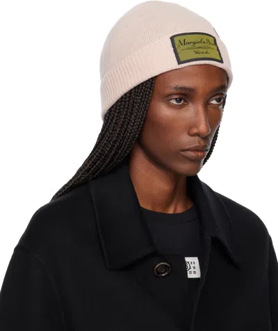 Mm6 Maison Margiela Pink Access Labels Story Beanie In Pink