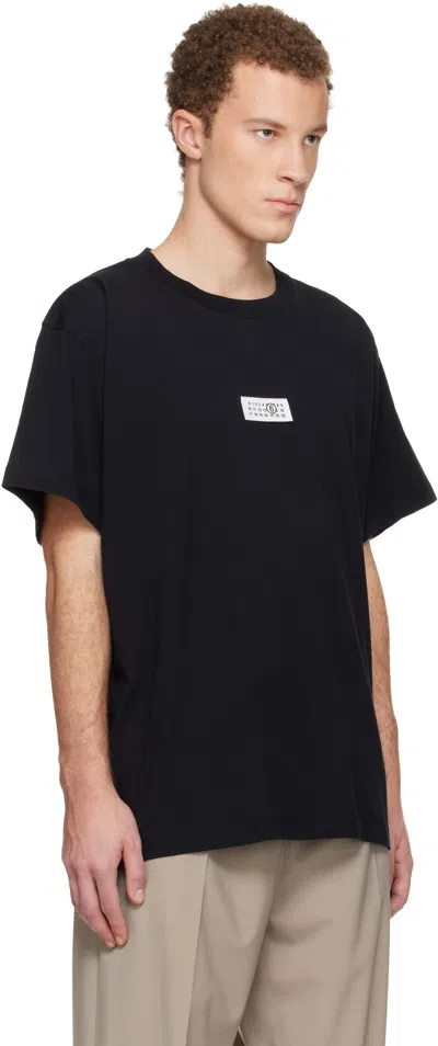 Mm6 Maison Margiela Mm6 By Maison Margiela Relaxed-fit Black Cotton T-shirt With Front Logo Patch
