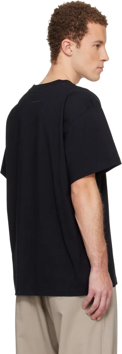 Mm6 Maison Margiela Mm6 By Maison Margiela Relaxed-fit Black Cotton T-shirt With Front Logo Patch