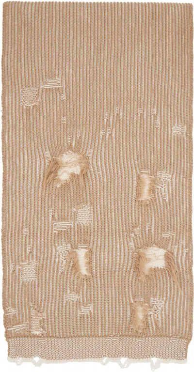 Mm6 Maison Margiela Tan & White Amended Optical Ribs Scarf In Brown