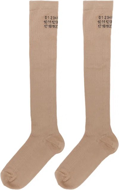 Mm6 Maison Margiela Tan Knee-high Socks In Brown