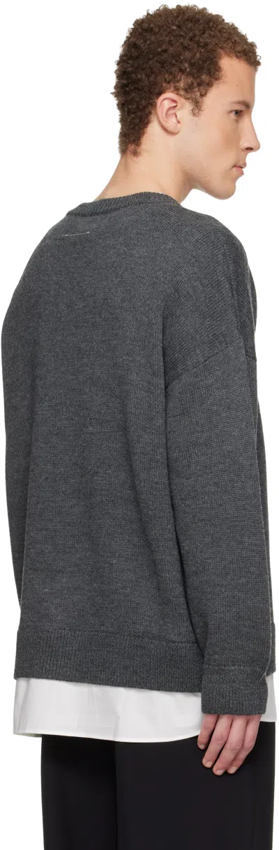 Mm6 Maison Margiela Knit Sweater Crew Neck Long Sleeves In Gray