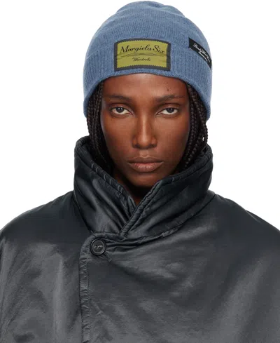 Mm6 Maison Margiela Blue Access Labels Story Beanie In Blue