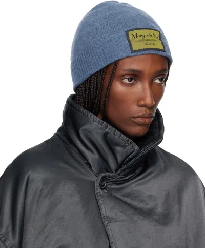 Mm6 Maison Margiela Blue Access Labels Story Beanie In Blue