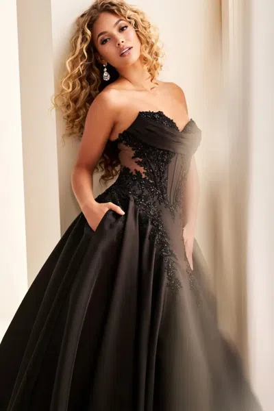 Ellie Wilde 37082 Beaded Long Formal Ball Gown Prom Dress In Red