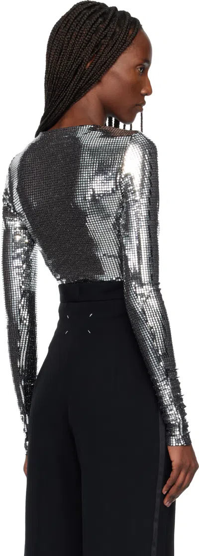 Mm6 Maison Margiela Metallic Long-sleeve T-shirt In Silver