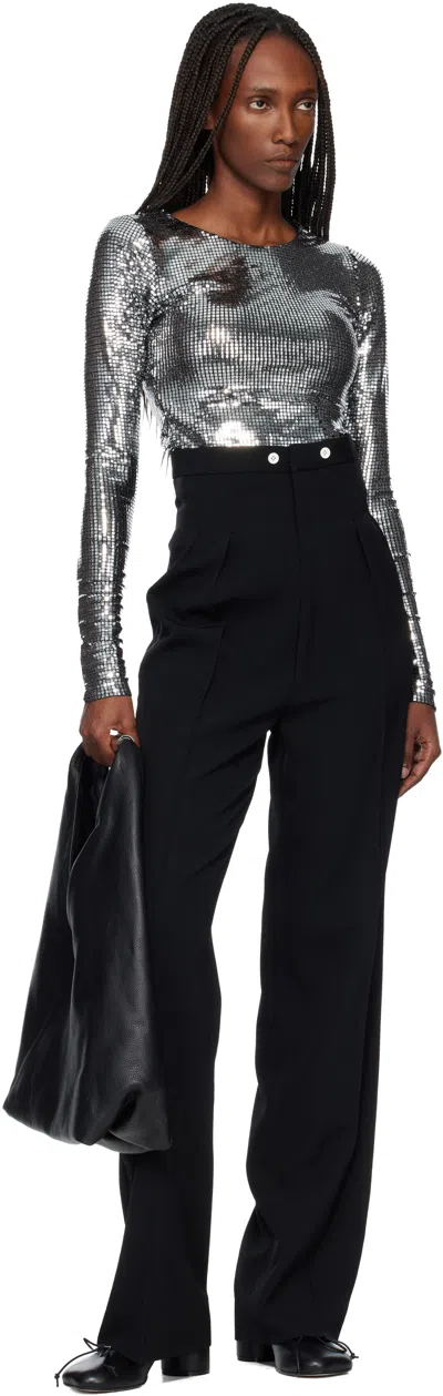Mm6 Maison Margiela Metallic Long-sleeve T-shirt In Silver