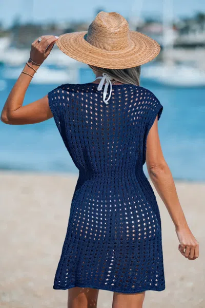 Cupshe Director's Cut Blue Cover-up Mini Dress In Blue