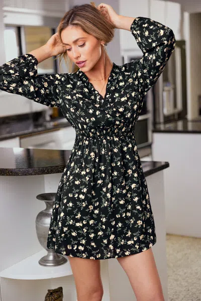 Cupshe In A Daze Floral Mini Dress In Black