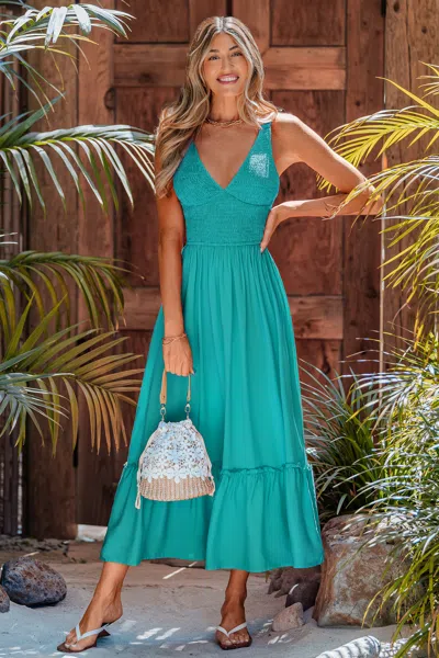 Cupshe Summer Flame Green Maxi Dress In Blue