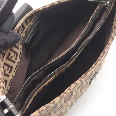 Pre-owned Fendi Beige Brown Canvas Leather Shoulder Bag () In Multi
