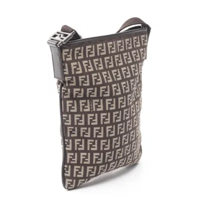 Pre-owned Fendi Beige Brown Canvas Leather Shoulder Bag () In Multi